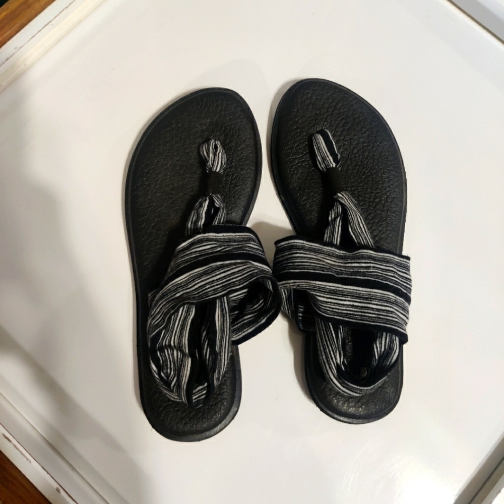 Sanuk YOGA SLING 2 - Striped, Black and white